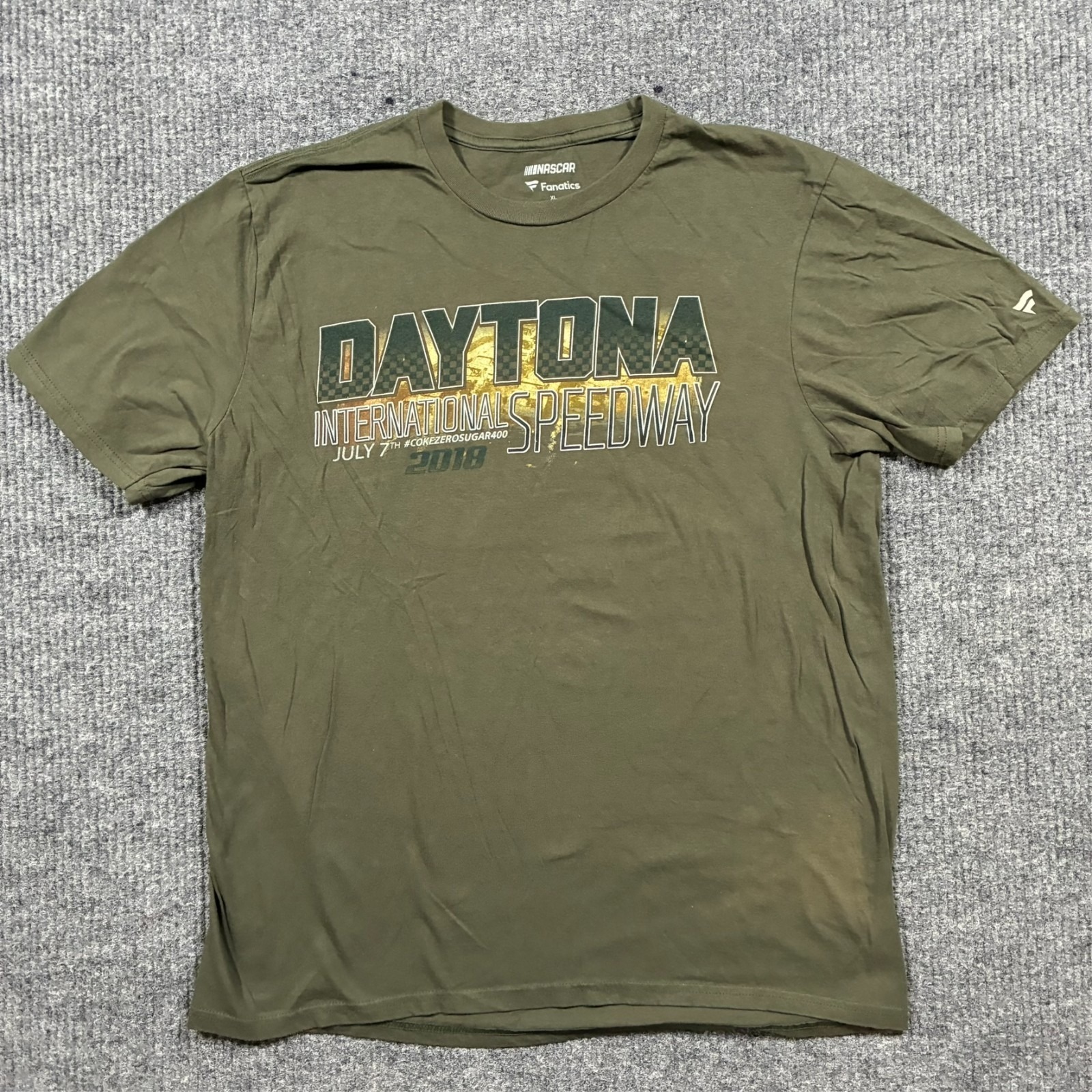 Fanatics Mens TShirt Size Xl Green Daytona Speedway 2018 Racing Graphic